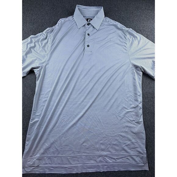 FootJoy Polo Mens Large White Blue Striped Shirt‎ Superstition Mountain Logo - Picture 1 of 12